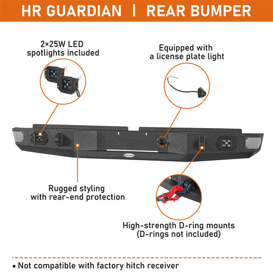 Hooke Road Steel Rear Bumper for 1995-2004 Toyota Tacoma Fleetside b4153 9