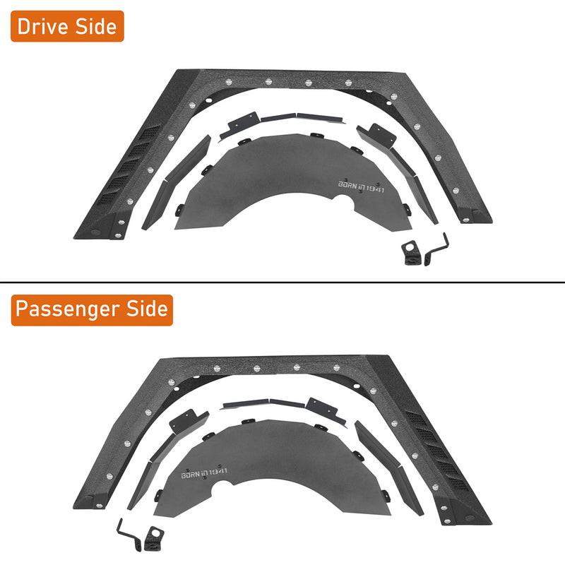 Load image into Gallery viewer, 1997-2006 Jeep Wrangler TJ Rear Fender Flares &amp; Fender Liners Kit Hooke Road b1075 3
