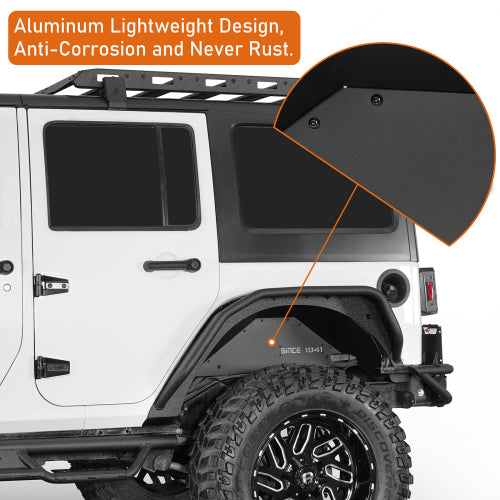 Hooke Road Jeep Wrangler JK Aluminum Rear Inner Fender Liners for 2007-2018 Jeep Wrangler JK b2114s 12