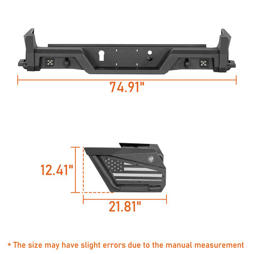 Black Rear Bumper Assembly For 2015-2022 Chevrolet Colorado GMC Canyon – Steel/ABS, Bolt-On