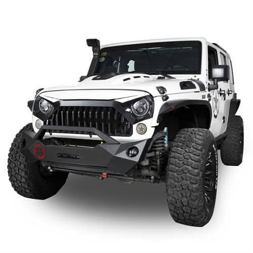 HookeRoad Front Bumper & Different Trail Rear Bumper Combo for 2007-2018 Jeep Wrangler JK JKU Hooke Road HE.2055+HE.2030 3