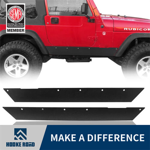 HookeRoad Jeep TJ Textured Steel Rock Slider Rock Guard Body Armor for 1997-2006 Jeep Wrangler TJ b1021  1