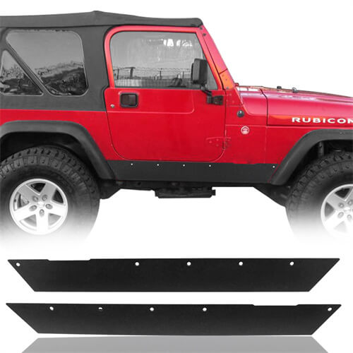 Load image into Gallery viewer, HookeRoad Jeep TJ Textured Steel Rock Slider Rock Guard Body Armor for 1997-2006 Jeep Wrangler TJ b1021 2
