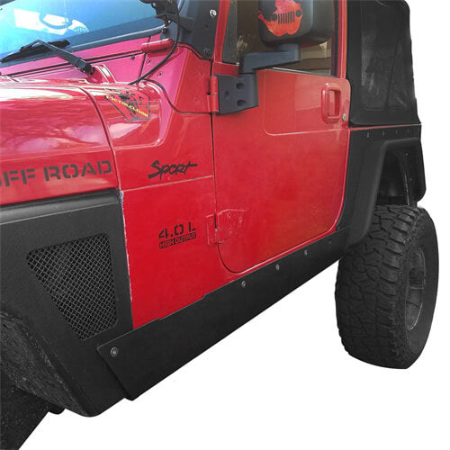 Load image into Gallery viewer, HookeRoad Jeep TJ Textured Steel Rock Slider Rock Guard Body Armor for 1997-2006 Jeep Wrangler TJ b1021 4
