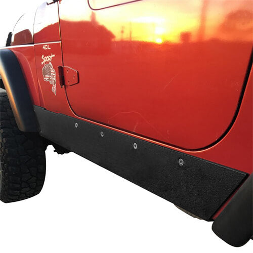 Load image into Gallery viewer, HookeRoad Jeep TJ Textured Steel Rock Slider Rock Guard Body Armor for 1997-2006 Jeep Wrangler TJ b1021 6
