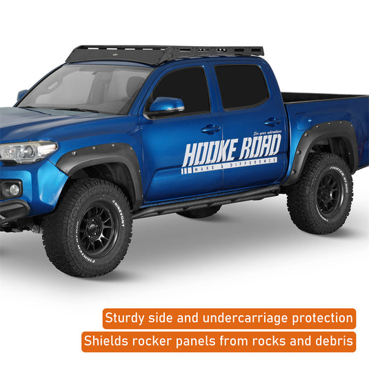 Rocker Sliders w/ Kick-Out for 2005-2023 Toyota Tacoma Double Cab Hooke Road b4237s 7