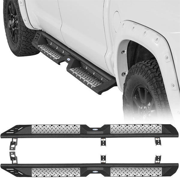 IArmor 6.5 Inch Wide Square Tube Side Armor Nerf Bars For 2007-2021 Toyota Tundra Double Cab