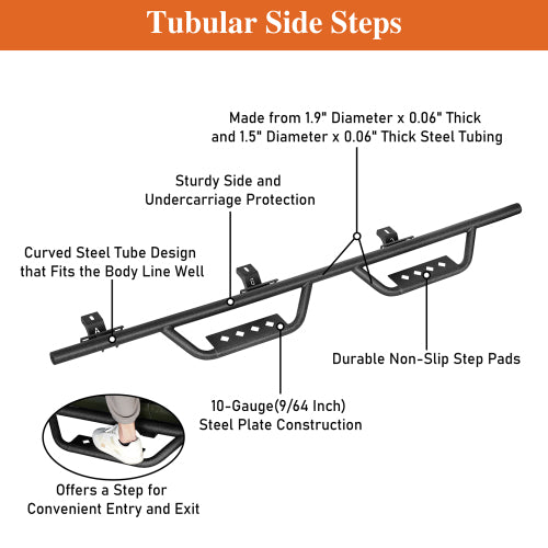 Load image into Gallery viewer, Hooke Road Running Boards Tubular Side Steps for 2020-2024 Jeep Gladiator b7001 10
