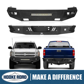 HookeRoad Chevrolet Silverado Front & Rear Bumper for 2007-2013 Chevy Silverado 1500 HookeRoad HE.9021+9025 1