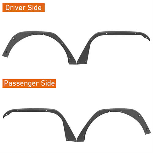 Load image into Gallery viewer, Hooke Road Front &amp; Rear Slim Flat Fender Flares Kit For 2018-2023 Jeep Wrangler JL B3049 18
