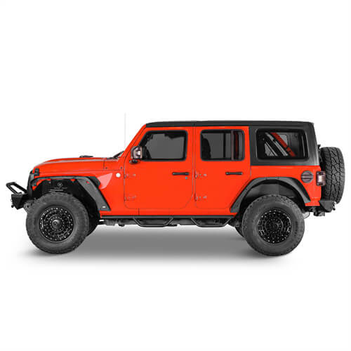 Hooke Road Front & Rear Slim Flat Fender Flares Kit For 2018-2023 Jeep Wrangler JL B3049 3