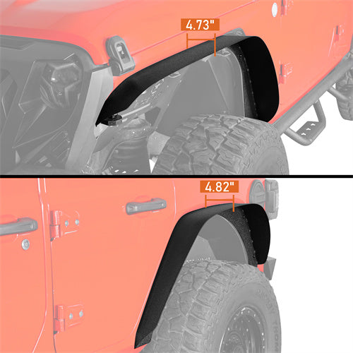 Load image into Gallery viewer, Hooke Road Front &amp; Rear Slim Flat Fender Flares Kit For 2018-2023 Jeep Wrangler JL B3049 8
