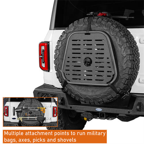 Spare Tire Jeep Wrangler & Bronco Molle Panel Storage Panel For Jeep Wrangler YJ TJ JK 87-18 Ford Bronco 21-23 - Hooke Road b1032s 10