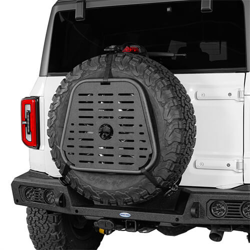 Load image into Gallery viewer, Spare Tire Jeep Wrangler &amp; Bronco Molle Panel Storage Panel For Jeep Wrangler YJ TJ JK 87-18 Ford Bronco 21-23 - Hooke Road b1032s 13
