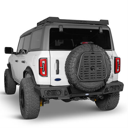 Spare Tire Jeep Wrangler & Bronco Molle Panel Storage Panel For Jeep Wrangler YJ TJ JK 87-18 Ford Bronco 21-23 - Hooke Road b1032s 4