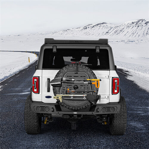 Load image into Gallery viewer, Spare Tire Jeep Wrangler &amp; Bronco Molle Panel Storage Panel For Jeep Wrangler YJ TJ JK 87-18 Ford Bronco 21-23 - Hooke Road b1032s 5
