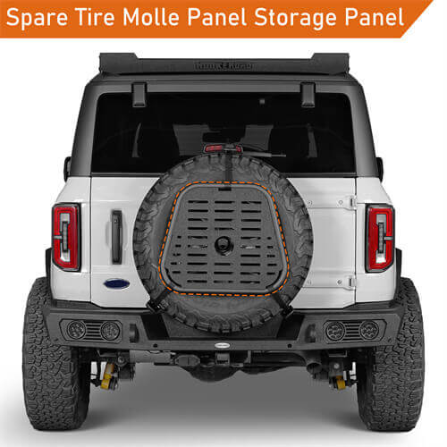 Spare Tire Jeep Wrangler & Bronco Molle Panel Storage Panel For Jeep Wrangler YJ TJ JK 87-18 Ford Bronco 21-23 - Hooke Road b1032s 7