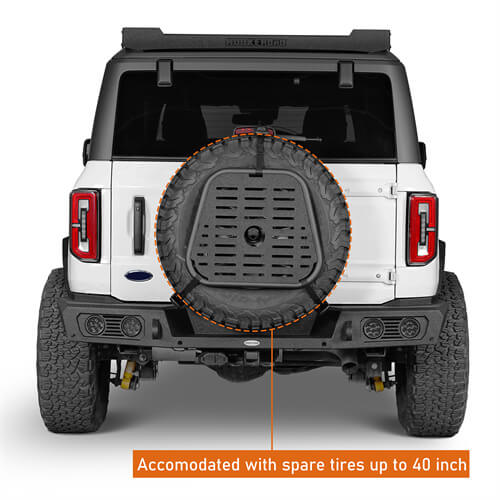 Spare Tire Jeep Wrangler & Bronco Molle Panel Storage Panel For Jeep Wrangler YJ TJ JK 87-18 Ford Bronco 21-23 - Hooke Road b1032s 8