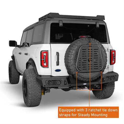 Spare Tire Jeep Wrangler & Bronco Molle Panel Storage Panel For Jeep Wrangler YJ TJ JK 87-18 Ford Bronco 21-23 - Hooke Road b1032s 9