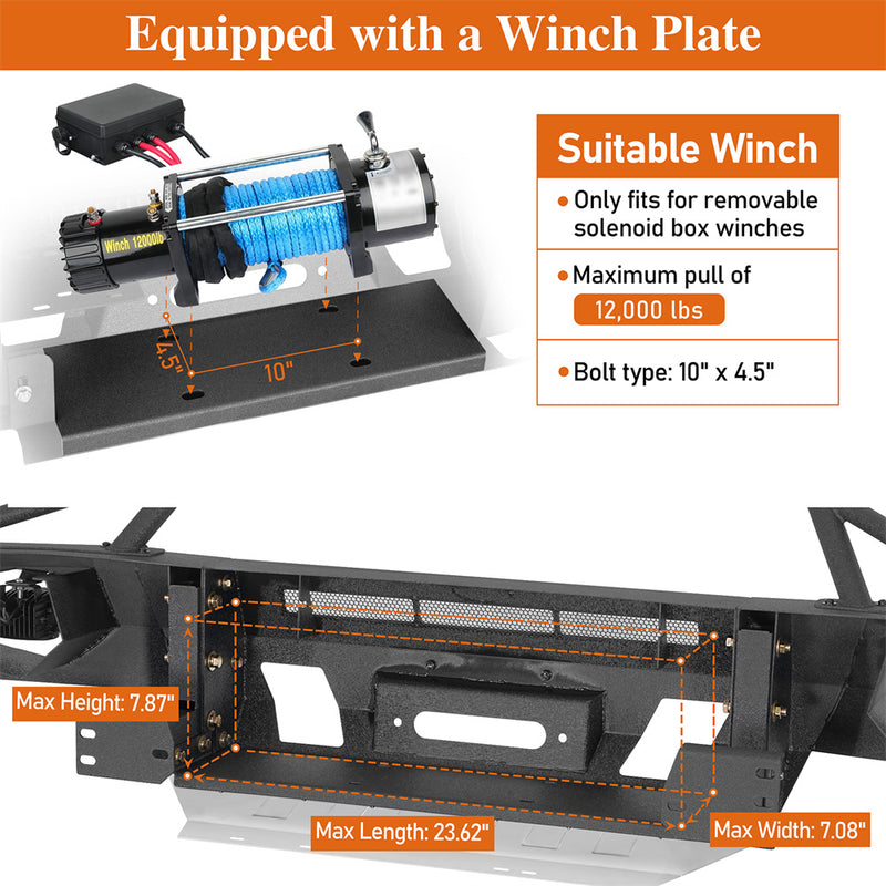 Load image into Gallery viewer, Hooke Road Steel Front Bumper with Winch Plate for 2014-2021 Toyota Tundra b5013s 6

