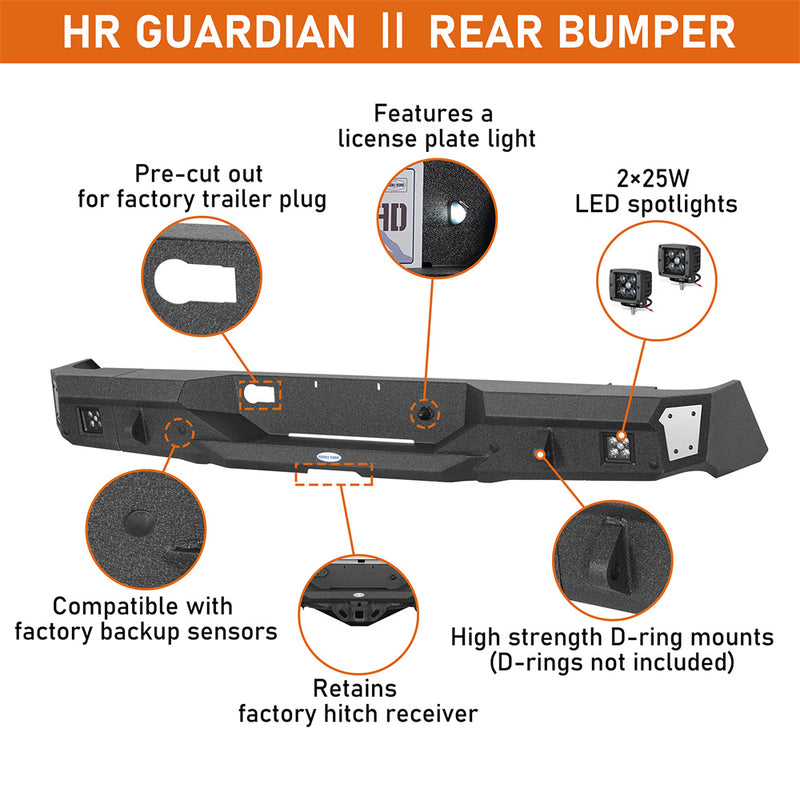 Load image into Gallery viewer, Hooke Road Steel Rear Bumper for 2014-2021 Toyota Tundra b5024 7
