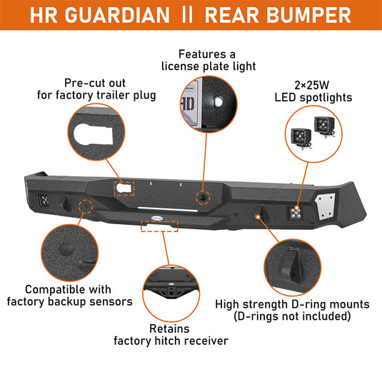 Hooke Road Steel Rear Bumper for 2014-2021 Toyota Tundra b5024 7