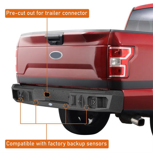 Steel Rear Bumper for 2018-2020 Ford F-150 Hooke Road b8261 7