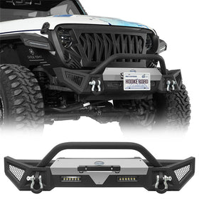 Hooke Road Jeep JL & JT Stubby Front Bumper with Bull Bar & Winch plate b3091 1
