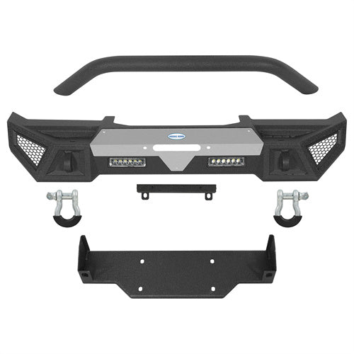 Hooke Road Jeep JL & JT Stubby Front Bumper with Bull Bar & Winch plate b3091 6