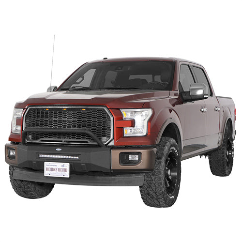 2015-2017 Ford F-150 Stubby Front Bumper w/ License Plate Mount Hooke Road b8290 2