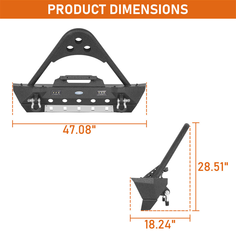 Load image into Gallery viewer, 2018-2026 Jeep JL &amp;  2020-2026 Gladiator JT Front Bumper with Stinger Bar Hooke Road b3102s 5
