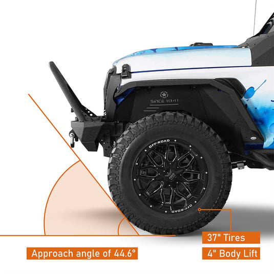 2018-2026 Jeep JL &  2020-2026 Gladiator JT Front Bumper with Stinger Bar Hooke Road b3102s 7
