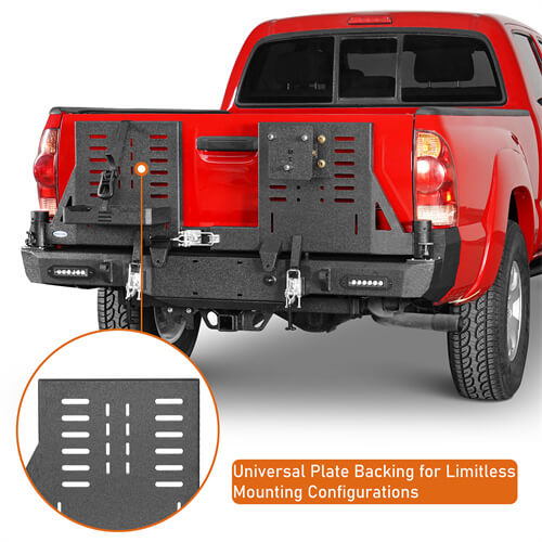 2005-2015 Toyota Tacoma Rear Bumper w/Swing Arms & Tire Carrier & Jerry Can Holder 4x4 Truck Parts - Hooke Road b4036s 11