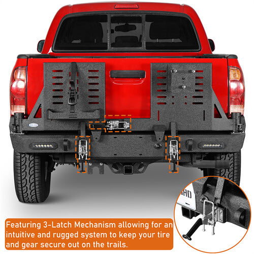 2005-2015 Toyota Tacoma Rear Bumper w/Swing Arms & Tire Carrier & Jerry Can Holder 4x4 Truck Parts - Hooke Road b4036s 12