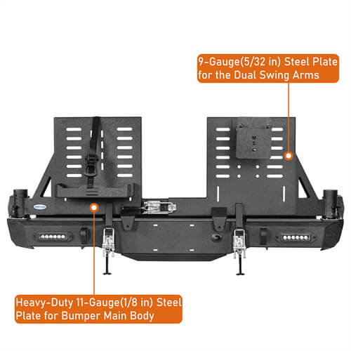 2005-2015 Toyota Tacoma Rear Bumper w/Swing Arms & Tire Carrier & Jerry Can Holder 4x4 Truck Parts - Hooke Road b4036s 14