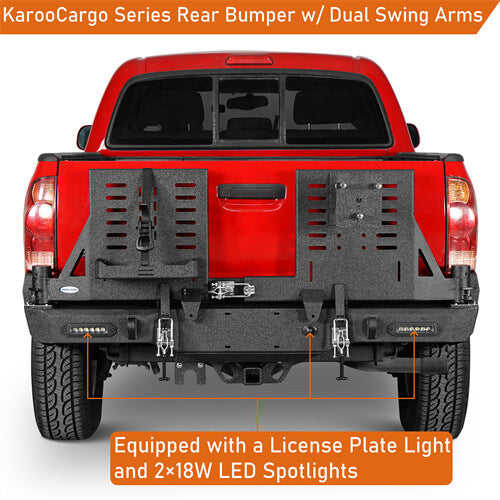 2005-2015 Toyota Tacoma Rear Bumper w/Swing Arms & Tire Carrier & Jerry Can Holder 4x4 Truck Parts - Hooke Road b4036s 7
