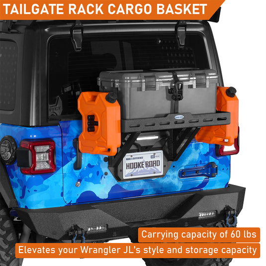 Hooke Road Tailgate Rack Cargo Basket for 2018-2026 Jeep Wrangler JL b3106s 7