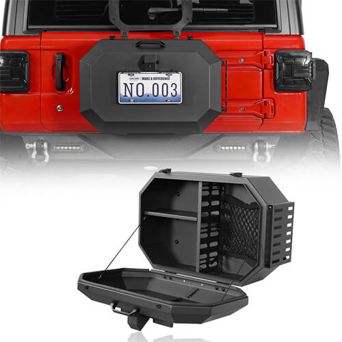 Tailgate Spare Tire Carrier Outer Storage Lock Box Jeep Wrangler Parts For 2018-2023 Jeep Wrangler JL - Hooke Road b3052s 2