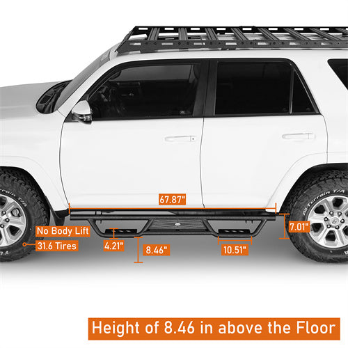 2010-2024 Toyota 4Runner Side Steps Wheel To Wheel Running Boards - Hooke Road b9802s 4