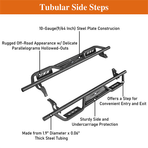 2010-2024 Toyota 4Runner Side Steps Wheel To Wheel Running Boards - Hooke Road b9802s 9