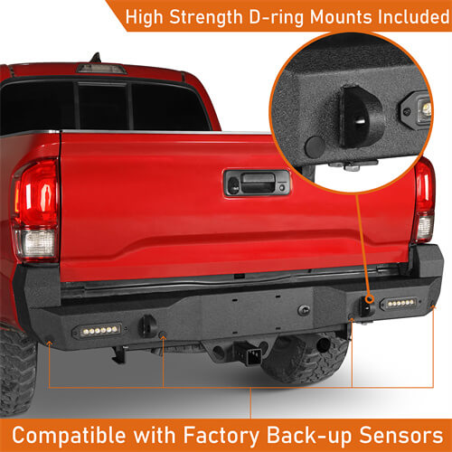 2016-2023 Tacoma Steel Rear Bumper w/License Plate Light - HookeRoad b4214s 10