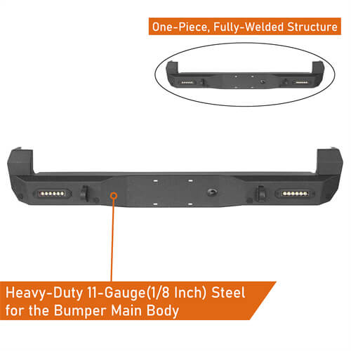 2016-2023 Tacoma Steel Rear Bumper w/License Plate Light - HookeRoad b4214s 11