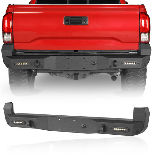 2016-2023 Tacoma Steel Rear Bumper w/License Plate Light - HookeRoad b4214s 2