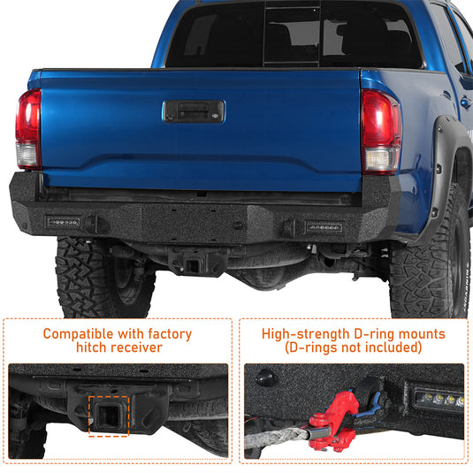 Hooke Road 2016-2023 Tacoma Steel Rear Bumper w/License Plate Light b4214 5