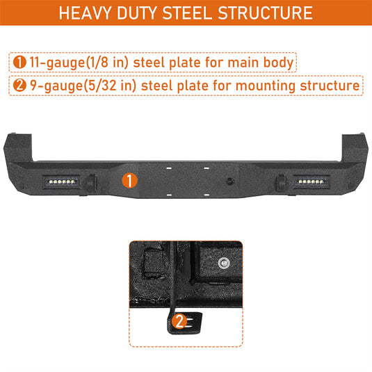 Hooke Road 2016-2023 Tacoma Steel Rear Bumper w/License Plate Light b4214 9