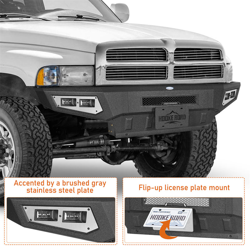 Load image into Gallery viewer, Hooke Road 1994-2002 Ram 1500/2500/3500 Front Bumper Full Width b6440 6
