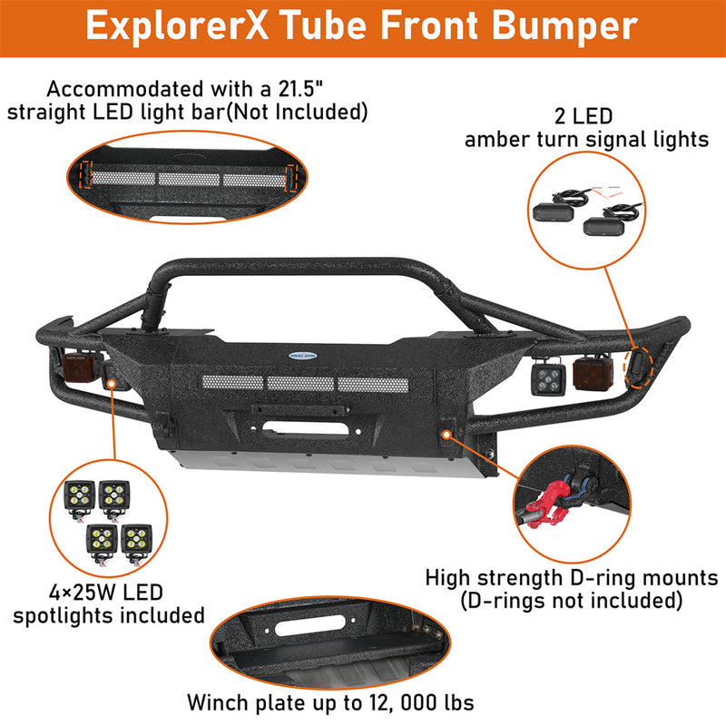 Load image into Gallery viewer, Tube Front Bumper with Winch Plate for 1990-1995 Toyota 4Runner Hooke Road b9704ab 9
