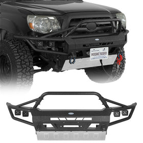 Tube Front Bumper w/ Winch Plate & 4 LED Lights for 2005-2011 Toyota Tacoma - Hooke Road