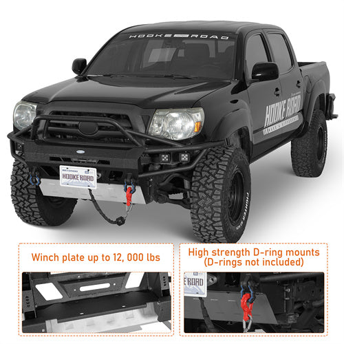 Load image into Gallery viewer, Tube Front Bumper w/ Winch Plate &amp; 4 LED Lights for 2005-2011 Toyota Tacoma - Hooke Road
