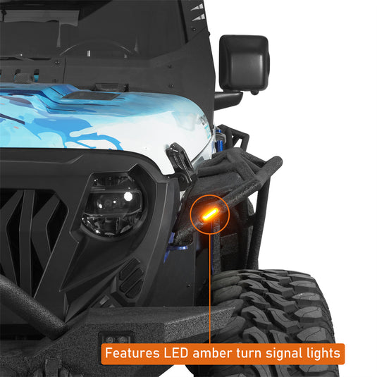 Hooke Road Jeep JL JT Tube Front Fender Flares w/ Turn Signal Lights b3095s 7